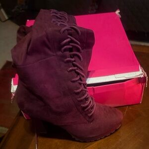 Purple Lace-Up Ankle Boots